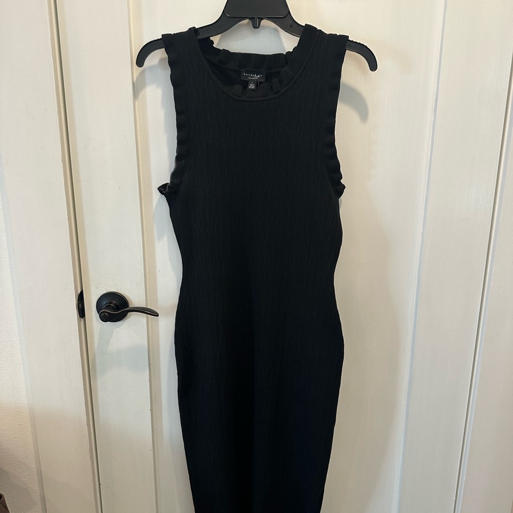 Black Sleeveless Sheath Midi Dress Lg